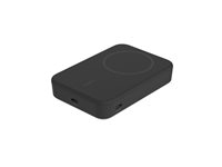 Belkin BoostCharge Pro - Trådlös powerbank - magnetisk med Qi2 - 10000 mAh - 15 Watt - Fast Charge, PD - 2 utdatakontakter (magnetisk, 24 pin USB-C) - på kabel: USB-C - svart - för Apple iPhone 12, 13, 14, 15 BPD008BTBK