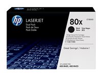 HP 80x - 2-pack - Lång livslängd - svart - original - LaserJet - tonerkassett (CF280XD) - för LaserJet Pro 400 M401, MFP M425 CF280XD