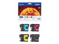 Brother LC980VALBPDR - 4-pack - svart, gul, cyan, magenta - original - blister - bläckpatron - för Brother DCP-145, 163, 165, 195, 365, 373, 375, 377, MFC-250, 255, 290, 295, 297 LC980VALBPDR