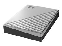 WD My Passport Ultra for Mac WDBPMV0050BSL - Hårddisk - krypterat - 5 TB - extern (portabel) - USB 3.1 (USB-C kontakt) - 256 bitars AES - silver WDBPMV0050BSL-WESN
