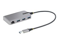 StarTech.com 3-Port USB Hub with Ethernet, 3x USB-A Ports, Gigabit Ethernet RJ45, USB 3.0 5Gbps, Bus-Powered, USB Hub w/ GbE and 1ft/30cm Long Cable, Portable Laptop USB Hub - USB Expansion Hub w/ Ethernet Adapter (5G3AGBB-USB-A-HUB) - Hubb - 3 x USB 3.2 Gen 1 + 1 x micro-USB + 1 x 10/100/1000 - skrivbordsmodell 5G3AGBB-USB-A-HUB