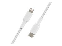 Belkin BoostCharge - Lightning-kabel - 24 pin USB-C hane till Lightning hane - 2 m - vit - USB-strömförsörjning (18W) CAA004BT2MWH