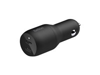 Belkin BoostCharge Dual Charger - Strömadapter för bil - 36 Watt - PD - 2 utdatakontakter (24 pin USB-C) - svart CCB002BTBK