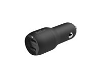 Belkin BoostCharge Dual Charger - Strömadapter för bil - 24 Watt - 4.8 A - 2 utdatakontakter (USB) - på kabel: Micro-USB - svart CCE002BT1MBK
