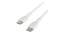Belkin BoostCharge - USB-kabel - USB-C (hane) till USB-C (hane) - USB 2.0 - 3 A - 1 m - vit (paket om 2) CAB003BT1MWH2PK