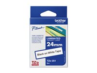 Brother TZe-251 - Standardlim - svart på vitt - Rulle ( 2,4 cm x 8 m) 1 kassett(er) bandlaminat - för Brother PT-D600; P-Touch PT-D800, E550, E800, P900, P950; P-Touch Cube Plus PT-P710 TZE251