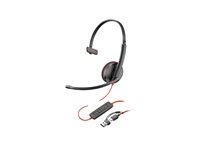 HP Poly Blackwire 3215 - Blackwire 3200 Series - headset - på örat - kabelansluten - 3,5 mm kontakt, USB-C - svart - Certifierad för Skype for Buisness, Avaya-certifierad, Cisco Jabber-certifierad, UC-certifierad 8X227AA