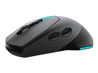 Alienware AW610M - Mus - optisk - 7 knappar - trådlös, kabelansluten - USB - Dark Side of the Moon - för Alienware Area-51, Aurora R10, Aurora R9, M15, M17; G5 5090; XPS 8940 AW610M-G-DAEM