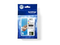 Brother LC421 - 4-pack - svart, gul, cyan, magenta - original - bläckpatron - för Brother DCP-J1140DW, MFC-J1010DW, MFC-J1012DW LC421VAL