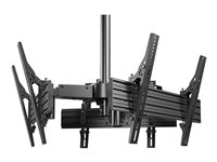 Multibrackets M Ceiling Mount Pro MBC3U - Monteringssats (takplatta, skyddslock för takplatta, 3 kopplingsplattor, 3 kopplingsstänger, 3 stödskenor, trekantig koppling, 4 förlängningsrör (80 cm), 3 skenor, 6 lutningsarmar) - för 3 LCD-bildskärmar - aluminium, stål - svart - skärmstorlek: 40"-65" - takmonterbar 7350073733521