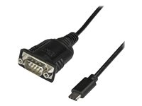 StarTech.com USB C to Serial Adapter Cable with COM Port Retention, 16" (40cm) USB Type C to RS232 (DB9) Serial COM Port Converter Cable, For PLCs, Scanners, Printers, Windows/macOS/Linux - Up to 921.6 Kbps Baud (ICUSB232PROC) - USB / seriell kabel - DB-9 (hane) till 24 pin USB-C (hane) - 40 cm - svart ICUSB232PROC