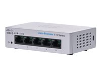 Cisco Business 110 Series 110-5T-D - Switch - ohanterad - 5 x 10/100/1000 - rackmonterbar, skrivbordsmodell, väggmonterbar - Likström CBS110-5T-D-EU
