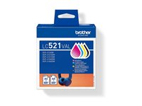 Brother LC521 Value Pack - 4-pack - svart, gul, cyan, magenta - original - hängande låda - bläckpatron - för Brother DCP-J1260W, DCP-J1310DW, DCP-J1313DW LC521VAL