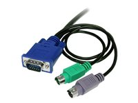 StarTech.com 3-in-1 Ultra Thin PS/2 KVM Cable - Keyboard / video / mouse (KVM) cable - PS/2, HD-15 (VGA) (M) to HD-15 (VGA) (M) - 6 ft - SVECON6 - Tangentbords-/video-/muskabel - PS/2, HD-15 (VGA) (hane) till HD-15 (VGA) (hane) - 1.8 m - formpressad - för P/N: CABCONS1716I, RACKCONS1908, RACKCONS1916, SV1631DUSBGB, SV831DUSBA, SV831DUSBGB SVECON6