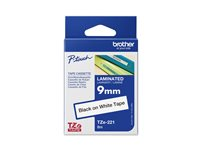 Brother TZe-221 - Självhäftande - svart på vitt - Rulle (0,9 cm x 8 m) 1 kassett(er) bandlaminat - för Brother PT-D210, D600, H110, P750, P950; P-Touch PT-E550; P-Touch Cube PT-P300, P910 TZE221