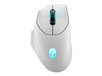 Alienware AW620M - Mus - högerhänt - optisk - 7 knappar - kabelansluten, trådlös - USB, 2.4 GHz - månljus - detaljhandel - låda AW620M-W-DEAM