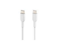 Belkin BoostCharge - USB-kabel - 24 pin USB-C (hane) till 24 pin USB-C (hane) - USB 2.0 - 3 A - 1 m - vit (paket om 2) CAB003BT1MWH2PK