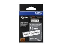 Brother TZe-S141 - Extrastark häftning - svart på klar - Rulle (1,8 cm x 8 m) 1 kassett(er) bandlaminat bläckpatron/etiketter - för Brother PT-D600; P-Touch PT-D410, D450, D460, D610, D800, E550, P900, P950 TZES141