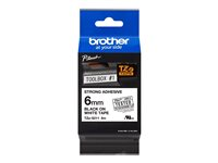 Brother TZe-S211 - Extrastark häftning - svart på vitt - Rulle (0,6 cm x 8 m) 1 kassett(er) bandlaminat - för Brother PT-D210, D600, H110; P-Touch PT-1005, 1880, E310, E800; P-Touch Cube Plus PT-P710 TZES211