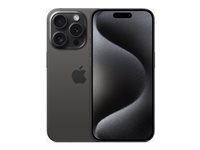 Apple iPhone 15 Pro - 5G smartphone - dual-SIM / Internminne 128 GB - OLED-skärm - 6.1" - 2556 x 1179 pixlar (120 Hz) - 3 st. bakre kameror 48 MP, 12 MP, 12 MP - front camera 12 MP - svart titan MTUV3QN/A