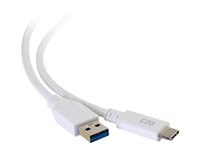 C2G 3ft USB C 3.0 to USB Cable - USB C to USB A - M/M - USB-kabel - USB typ A (hane) till 24 pin USB-C (hane) - USB 3.1 - 30 V - 3 A - 91.4 cm - vit 28835