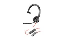 Poly Blackwire 3310 - Blackwire 3300 series - headset - på örat - kabelansluten - USB-C - svart - UC-certifierad 8X215AA