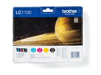 Brother LC1100 Value Pack - 4-pack - svart, gul, cyan, magenta - original - bläckpatron - för Brother DCP-185, DCP-385, DCP-6690, MFC-490, MFC-5490, MFC-5890, MFC-6490, MFC-990 LC1100VALBPDR