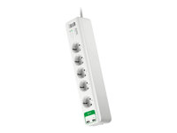 APC SurgeArrest Essential - Överspänningsskydd - AC 230 V - 2300 Watt - utgångskontakter: 5 - 1.83 m sladd - Tyskland - vit PM5U-GR