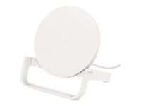 Belkin BoostCharge - Trådlöst laddställ + växelströmsadapter - 10 Watt - QC 3.0 - vit WIB001VFWH