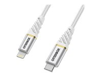 OtterBox Premium - Lightning-kabel - Lightning hane till 24 pin USB-C hane - 1 m - molnhimmelfärgad vit - USB Power Delivery (60W) 78-52651